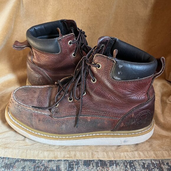 Irish Setter Ashby Work Boots Men 9 D Moc Toe Safety Toe Brown Leather Thrashed - Picture 6 of 11